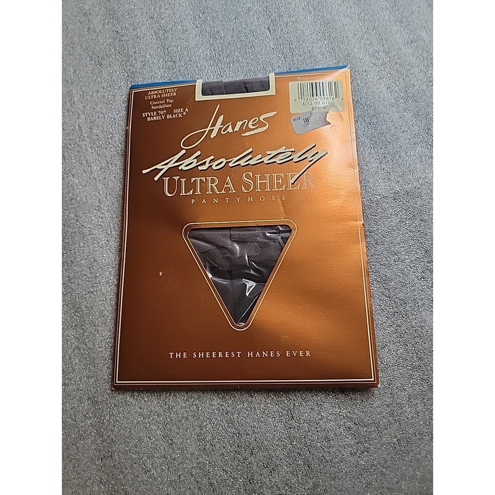 Vtg 1995 Hanes Absolutely Ultra Sheer Pantyhose Barely Black Size A 707